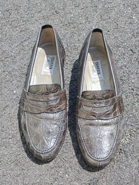 Zelli Crocodile mens Penny Loafers Shoes Size 8 m